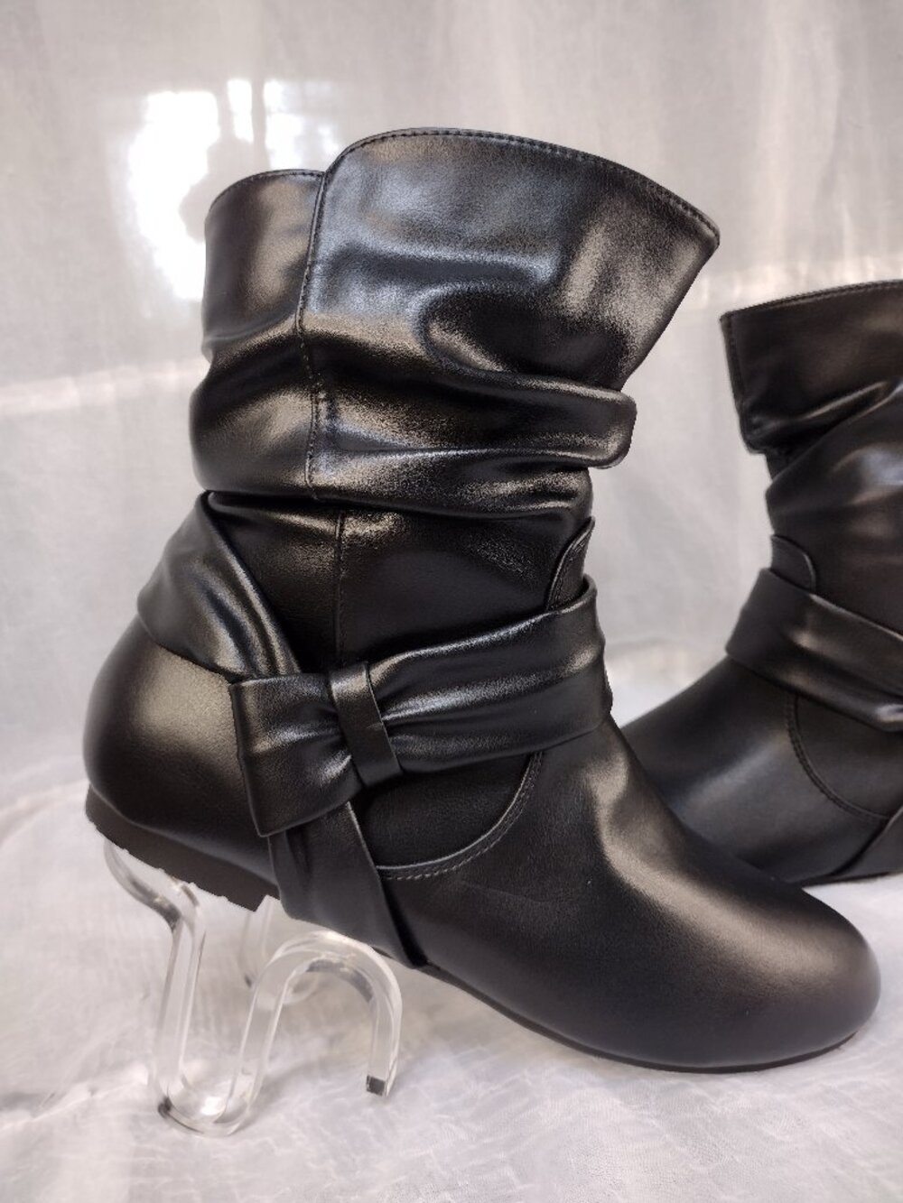 Vepose Women's 939A Mid-Calf Slouch Boots Size 8.5 Flat Low Heel Zip Closure